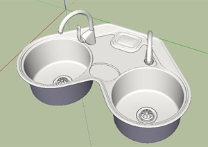 某厨房详细独特洗菜盆设计SU(草图大师)模型