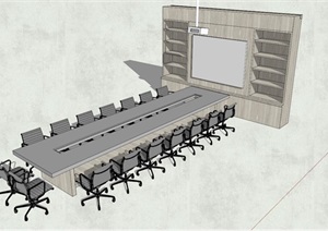 精品会议室桌椅详细设计SU(草图大师)模型