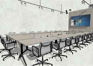 现代会议桌椅设计SU(草图大师)模型