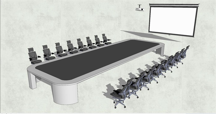 现代会议室桌椅组合SU模型