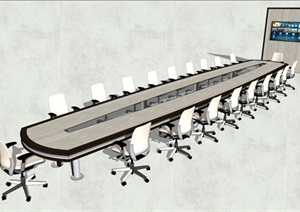 精品现代会议桌椅组合SU(草图大师)模型