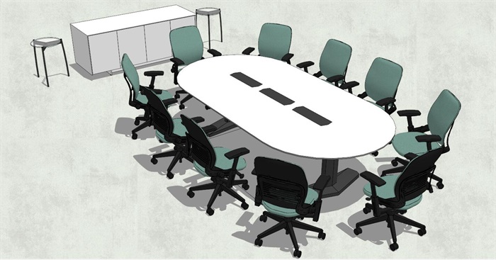 精品详细的会议室会议桌椅SU模型