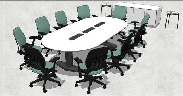 精品详细的会议室会议桌椅SU模型
