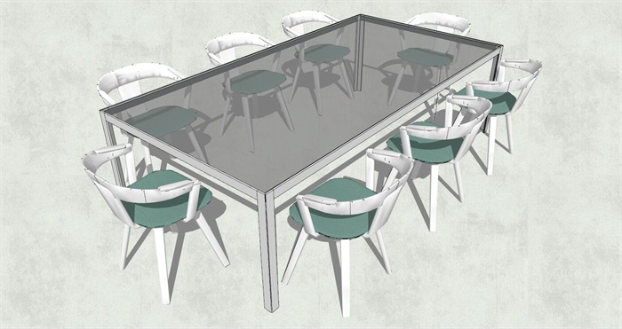 精品会议桌椅组合设计SU模型