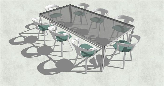 精品会议桌椅组合设计SU模型