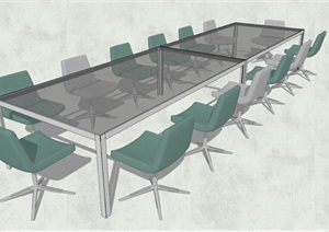 精品会议室桌椅组合SU(草图大师)模型