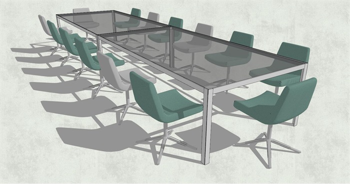 精品会议室桌椅组合SU模型