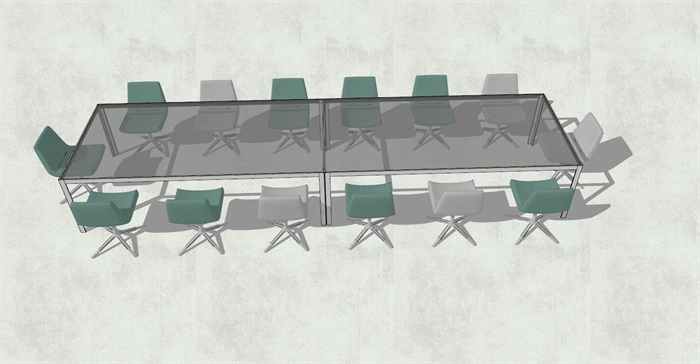 精品会议室桌椅组合SU模型