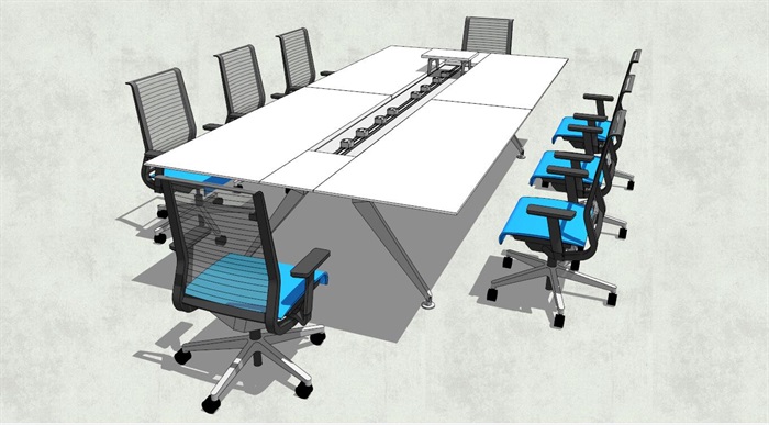 现代会议室会议桌椅SU模型