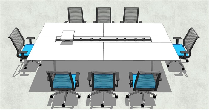现代会议室会议桌椅SU模型
