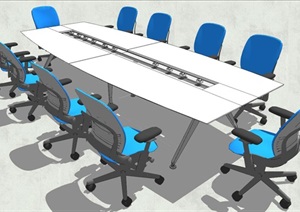 精品会议室会议桌椅SU(草图大师)模型