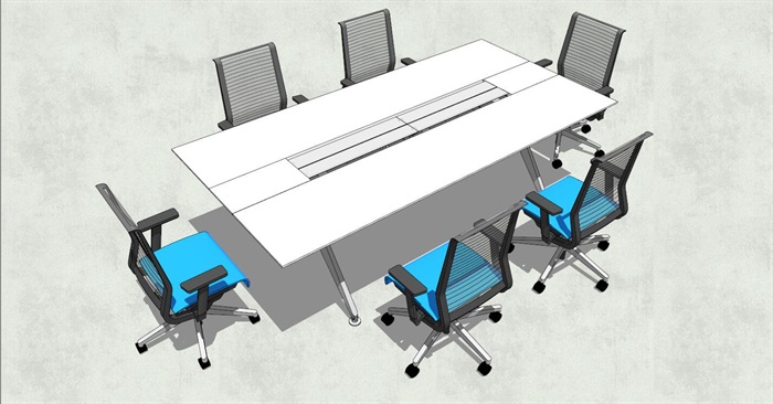 精品现代会议室会议桌SU模型