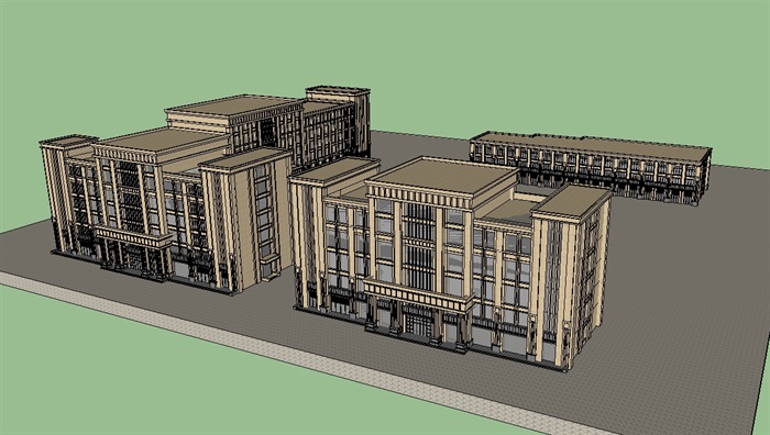 新古典一个项目的商业建筑su模型(3)