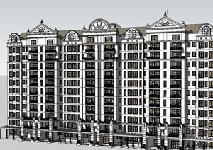某欧式主义住宅小高层住宅楼设计SU(草图大师)模型
