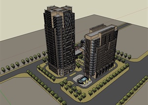 新古典风格详细完整的住宅建筑SU(草图大师)模型