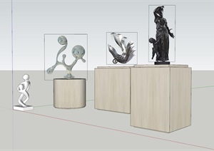 抽象雕塑及人物雕塑SU(草图大师)模型