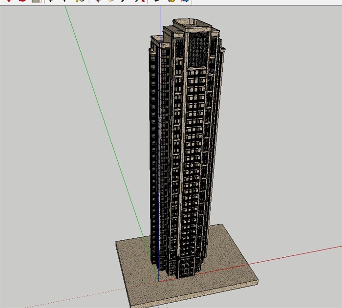 新古典高层详细完整的住宅楼设计su模型(1)