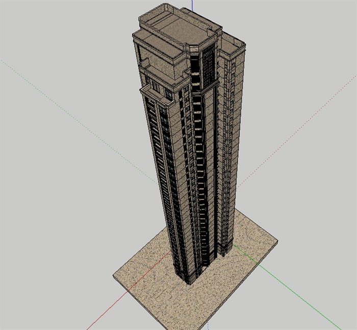 新古典高层详细完整的住宅楼设计su模型(3)