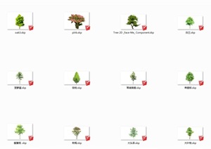 多种乔木植物素材设计SU(草图大师)模型