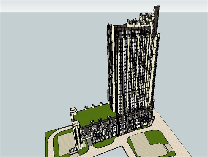 新古典详细的酒店建筑su模型(2)