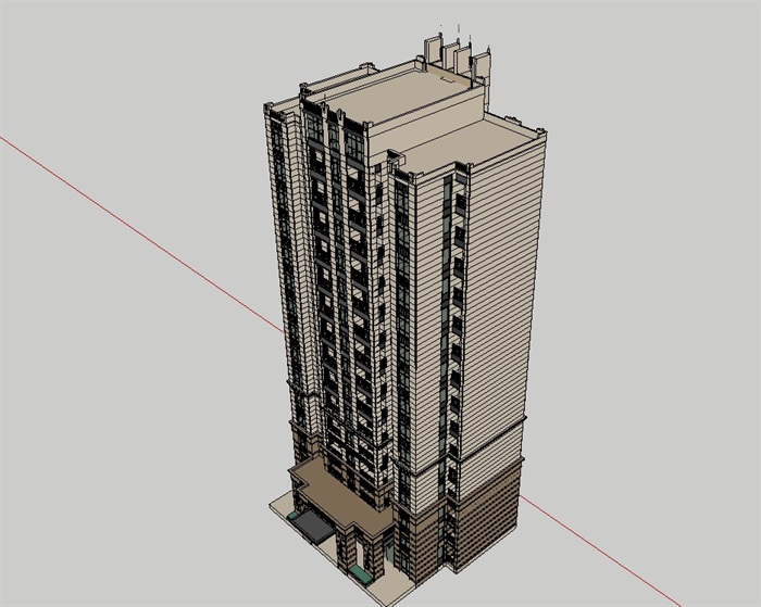 新古典详细的住宅楼设计su模型(3)