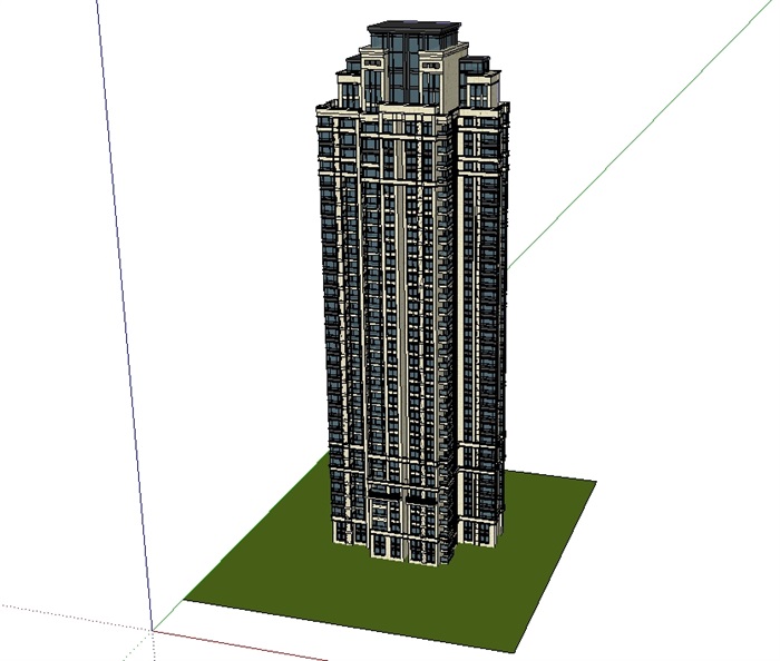 新古典详细完整的住宅小区楼设计su模型(1)