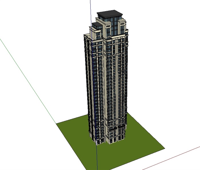 新古典详细完整的住宅小区楼设计su模型(2)
