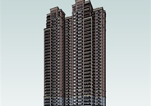 某现代风格高层居住建筑SU(草图大师)模型