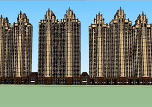新古典高层商业住宅建筑SU(草图大师)模型