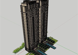 新古典高层住宅精品建筑SU(草图大师)模型