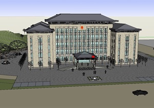 新古典检察院办公建筑SU(草图大师)模型
