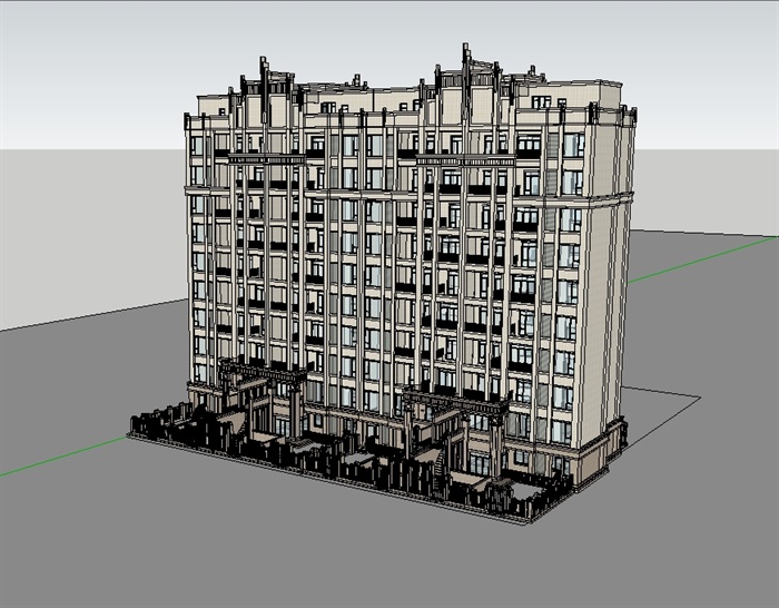 新古典详细完整的多层小区楼设计su模型(2)
