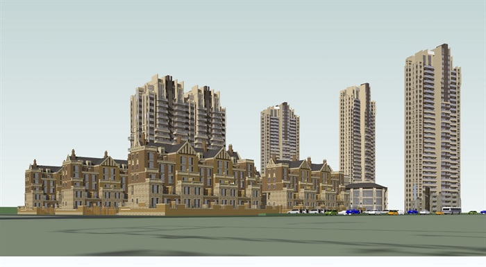 新古典小区详细住宅楼设计su模型(2)