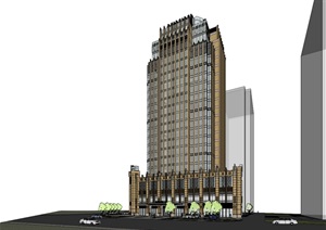 某新古典高层商业办公大厦SU(草图大师)模型