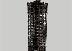 某详细的新古典高层住宅楼设计SU(草图大师)模型