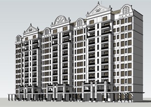新古典主义住宅小高层建筑SU(草图大师)模型