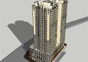 新古典山地商业住宅综合楼设计SU(草图大师)模型