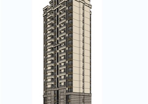 新古典高层住宅单体设计SU(草图大师)模型