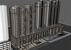 新古典高层住宅商业概念建筑设计SU(草图大师)模型