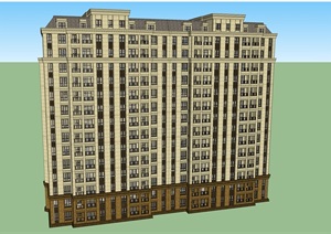 五种新古典高层住宅小区楼设计SU(草图大师)模型
