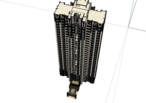 新古典风格住宅高层建筑SU(草图大师)模型
