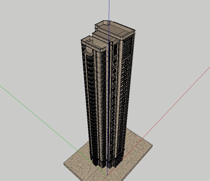 某新古典高层完整的小区住宅楼设计su模型(3)