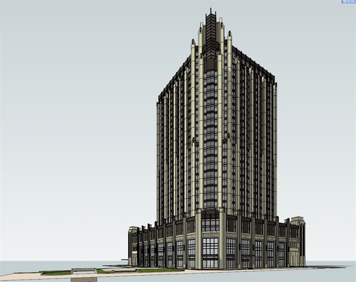 新古典酒店高层建筑su模型(1)