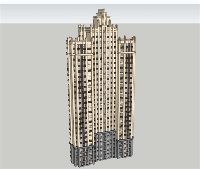 新古典风格住宅建筑楼su模型及效果图(3)