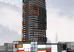 现代商务中心综合体大楼建筑SU(草图大师)模型