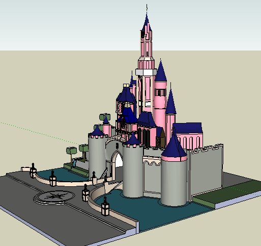 欧式风格迪士尼城堡建筑su模型