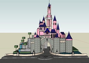欧式风格迪士尼城堡建筑SU(草图大师)模型