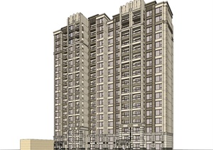 某新古典高层详细的住宅楼设计SU(草图大师)模型