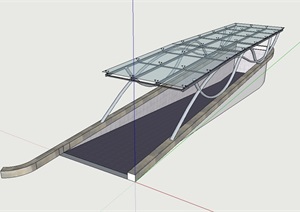 详细车库入口玻璃廊设计SU(草图大师)模型
