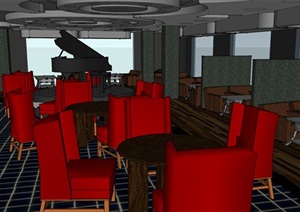 咖啡厅空间设计SU(草图大师)模型